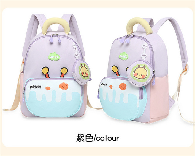 卡通男女童兒童書包小學生輕便1-6年級大容量雙肩包減負學校揹包, 1個, 紫色:個