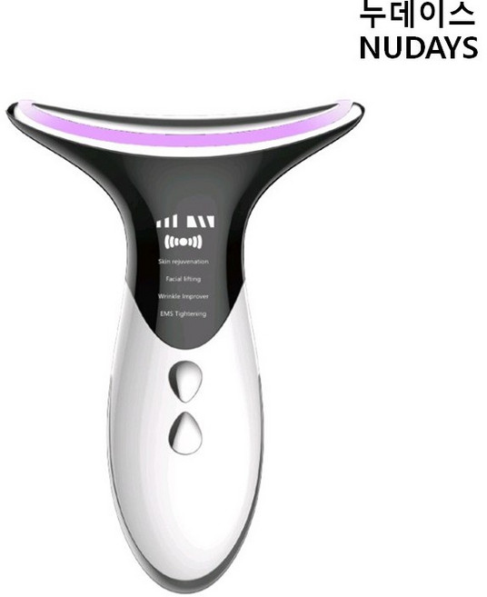 누데이스 4in1 V라인 아쿠아 갈바닉 미세전류 핸디형 무선 LED 홈케어 피부 마사지기, 화이트