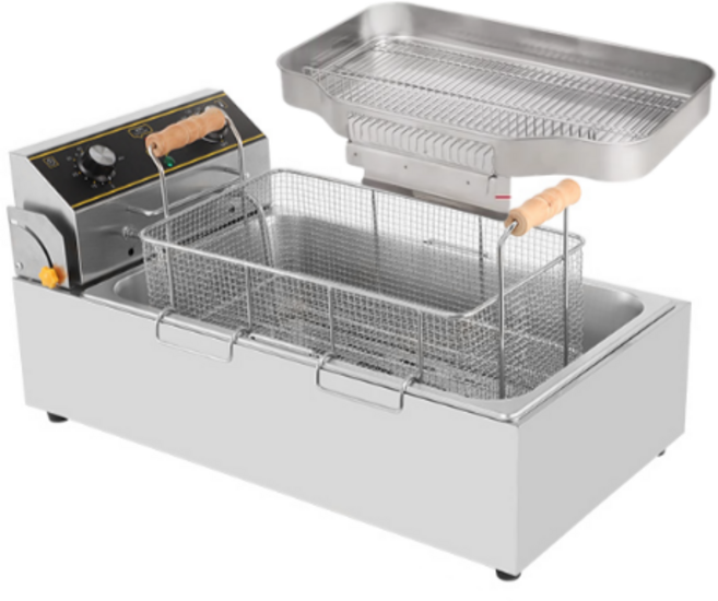 편한세척 대용량 고출력 New 올인원 다이얼식 타이머 업소용 전기 튀김기 돈까스 치킨 10L 20L 22L 1구 2구 모음, 프리미엄 (타이머 설계), 22L 대형바스켓 +트레이