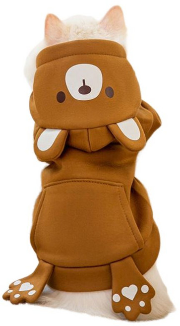 우기펫 반려동물 동물옷 시리즈, 1개, 다크브라운 베어후드