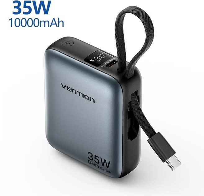 Vention 미니 보조배터리 10000mAh 35W PD 고속 충전기유형 C 케이블 포함 스마트폰용, 01 10000mAh 35W, 1) 35W 10000mAh - 10000mAh