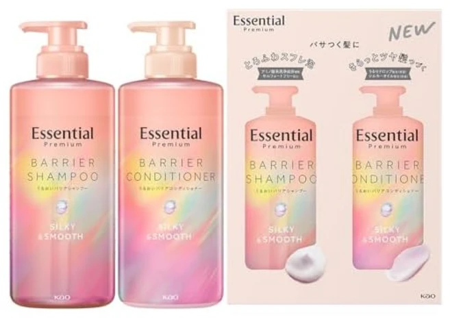 에센셜 프리미엄 배리어 샴푸 실키&스무스 펌프 세트 900ml, 1개 - 쿠팡