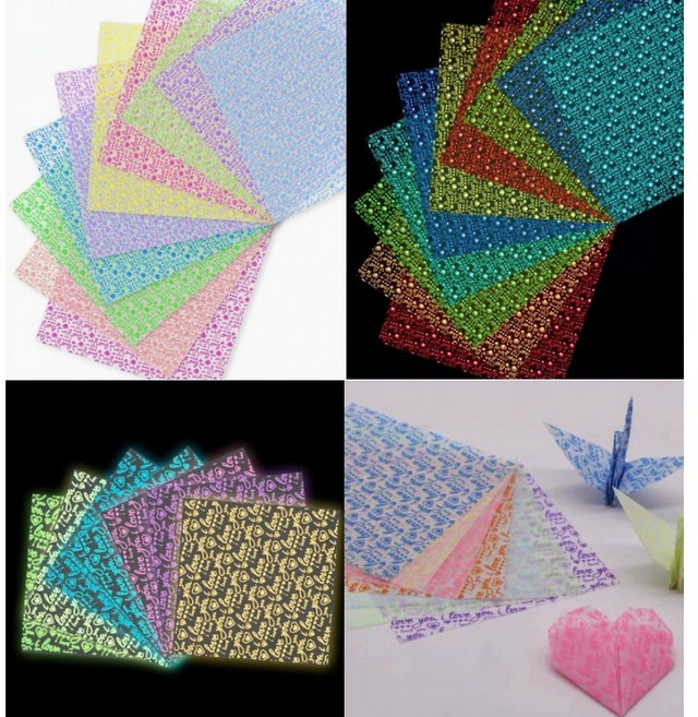 트윈은 학종이 야광 러브하트 100장 소원 종이학 취미 종이접기 색종이, 1팩, 10색