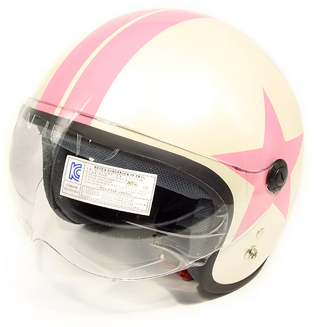 한미 베이비젯 킥보드 오토바이 헬멧, 핑크별(화이트)