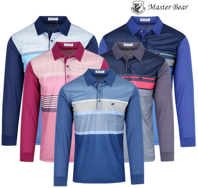 마스터베어 춘추용 남성 긴팔 나염 카라티셔츠
