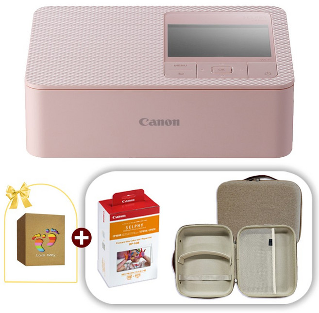 캐논 셀피 CP1500+RP-108+고급하드케이스+필름 핑크, CP1500핑크+RP-108+고급하드케이스+필름