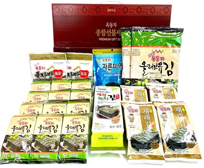 K-푸드 고소한 옥동자김 명품 종합선물세트 1호 /명절선물 김선물세트 재래김 도시락김 조미김 돌김, 319g, 1세트