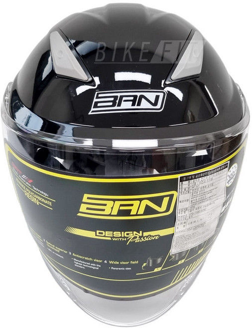 BAN 오토바이 헬멧 초경량 반모 바이크 오픈페이스, 블랙