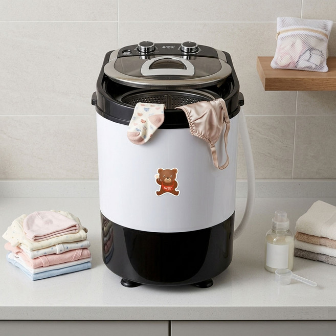 휴앤봇 미니세탁기 2.5kg 초소형 속옷 운동화 양말 행주 작은 세탁기, 화이트, HS-MW25G