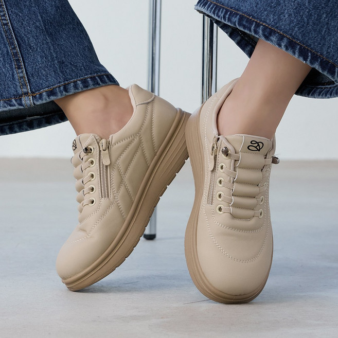 제이슈 머랭 가벼운 지퍼 스니커즈 운동화 4cm