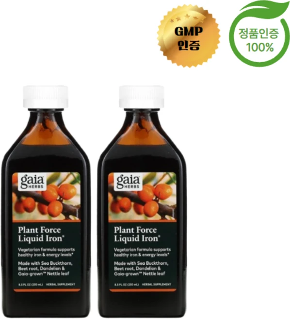 가이아 허브 플랜트 포스 액상 철분 250ml, 2개 - 쿠팡
