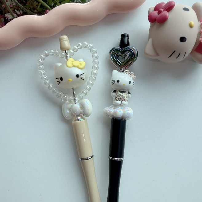 소꼼 캐릭터 비즈 볼펜 꾸미기 DIY 볼꾸 2개 세트, 1세트, 호피+노랑