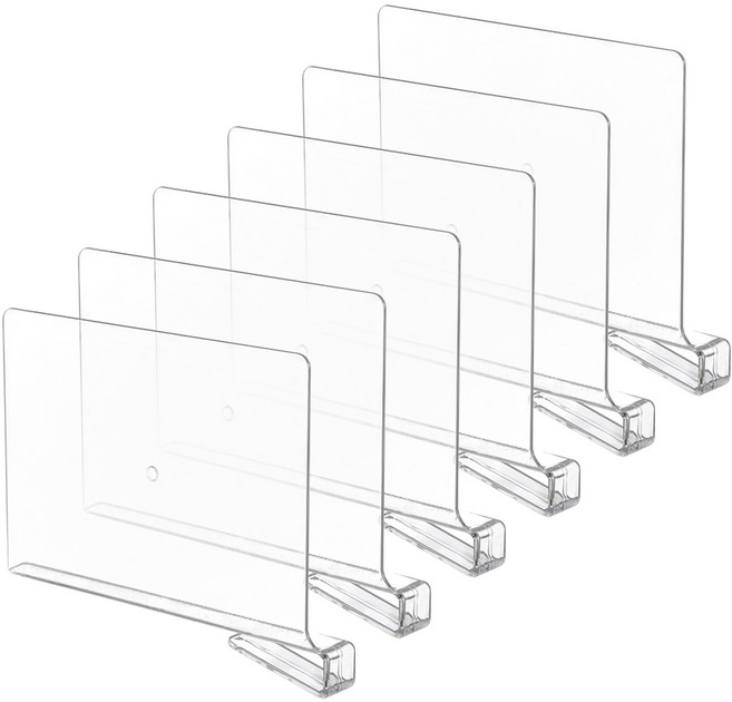 아크릴 칸막이 선반 책꽂이 파티션 옷장 정리, 투명, 6개
