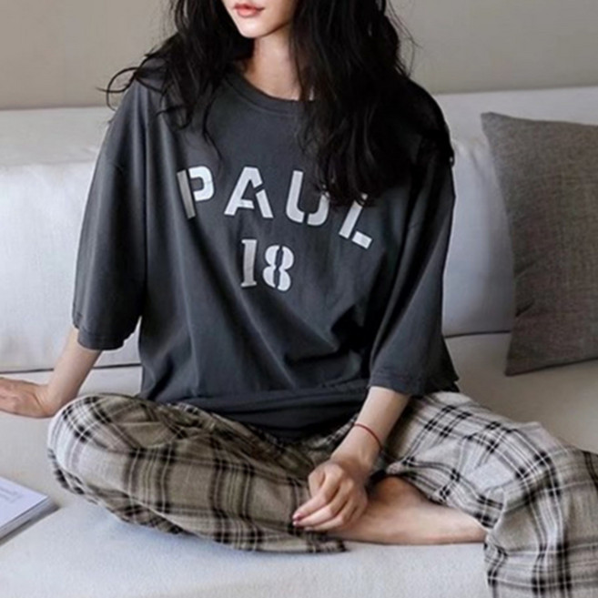 바디랜드 외출가능한 체크 홈웨어 세트