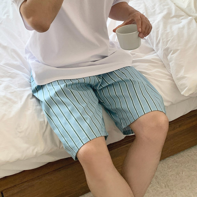 MARIQUE-맨즈 국내산 스트라이프 5부 순면 파자마 6컬러