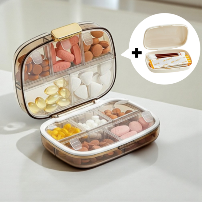 하루잡화 2단 분리 휴대용 약통 케이스, 1개