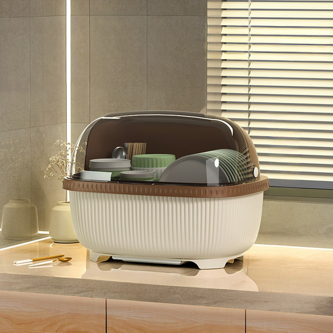 조이초이스 싱크대 정리선반 젖병 보관함 그릇 설거지 식기 건조대, 1개, 밀크브라운, 1단