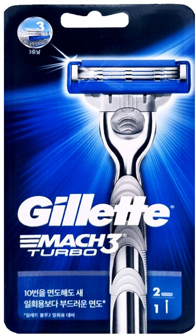 질레트 마하3 터보 면도기 2UP(본체+날2입) 1개