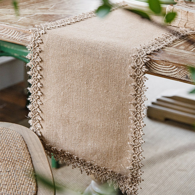 황마 크로쉐 데코 테이블러너, 황마 크로쉐 30x120cm, 1개