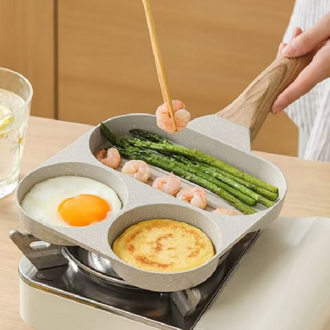 브런치 에그팬 3구 아이보리 프라이팬, 1개, 19cm