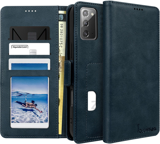 커위안 명품 수제 갤럭시 노트20 가죽 카드 지갑형 다이어리 폰 케이스(SM-N981)