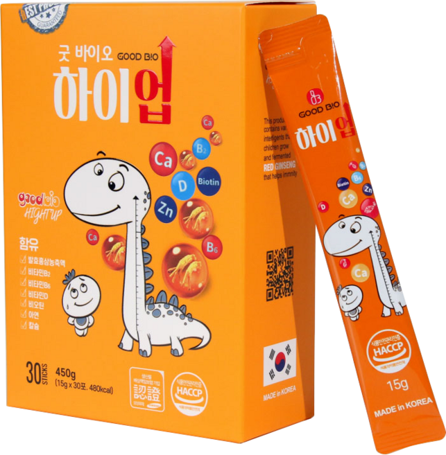 하이업 키 즈 영양 제품 성장 발육 어린이 발효홍삼 비타민 칼슘 아연, 1박스, 450g