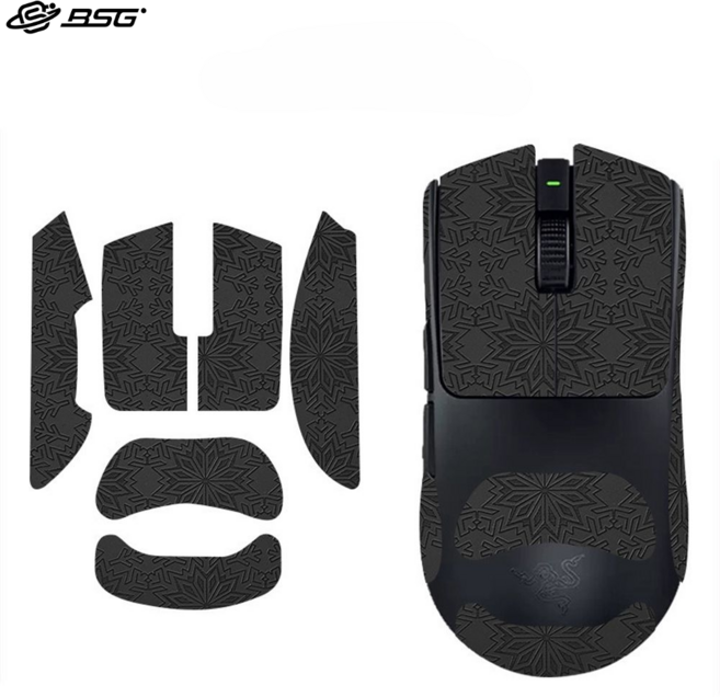 BSG 레이저 VIPER 바이퍼 V4 PRO 마우스 전용 그립테이프 풀커버 바브삼 논슬립패치 스티커 보호스킨 땀방지 변색방지 BTL, 1개, 눈꽃무늬 블랙