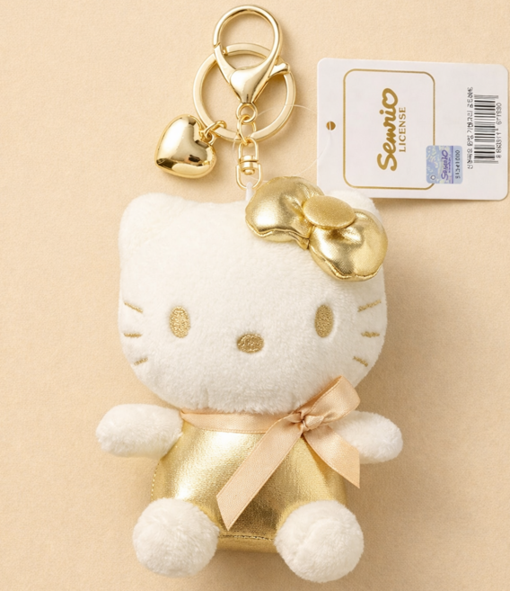 (정품 한정수량)산리오 골드 키링 리본 캐릭터 봉제 인형 키링 8종