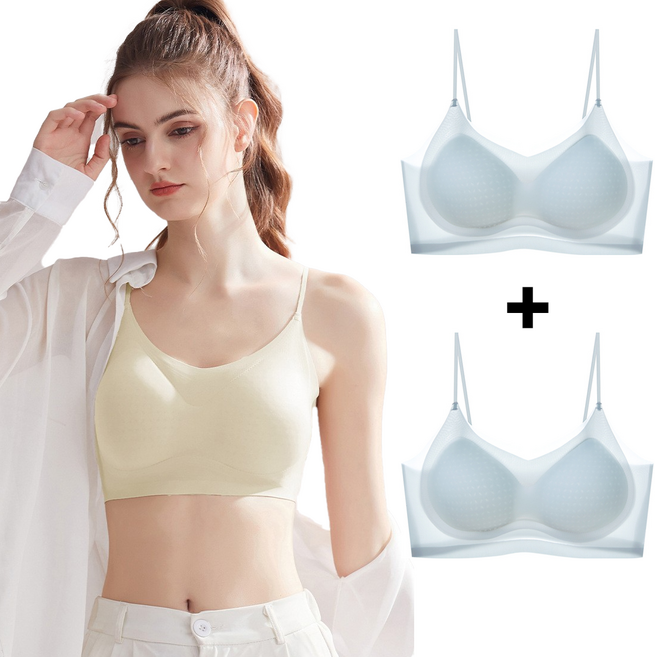 1+1 2장세트 일체형 패드 쾌적한 초슬림 에어핏 심리스 얇은끈브라 스트랩 브라탑 심리스브라 고퀄리티