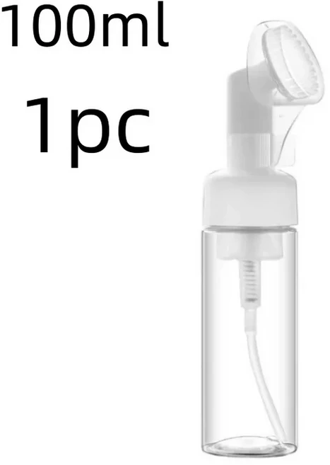 쿠쿠스토어 100ml 비누 포밍 병 플라스틱 페이셜 클렌저 무스 펌프 디스펜서 (실리콘 브러시 헤드 포함) 샴, 01 1pc