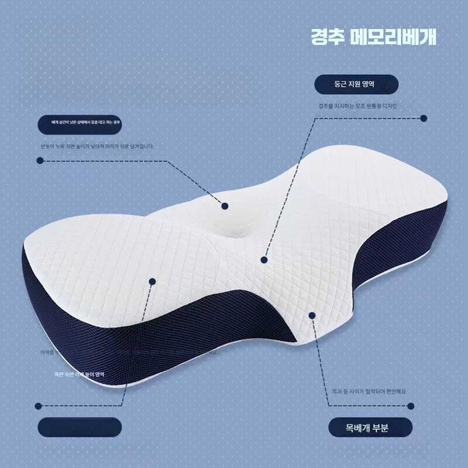 베개 팔자주름 수면 자세 교정 경추베개 무호흡 미용, 디럭스 하늘색 나비, 1개