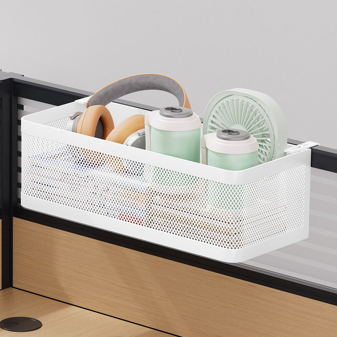 워촹스 사무실 파티션 걸이 선반 후크 조절 가능 걸이형 수납바구니 대용량, 1개, 화이트 (Extra Large)