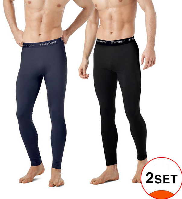 라온 1+1 슬레진저 남성 초극세사 기모 발열 타이즈 초경량 빅사이즈 기모타이즈 2매입