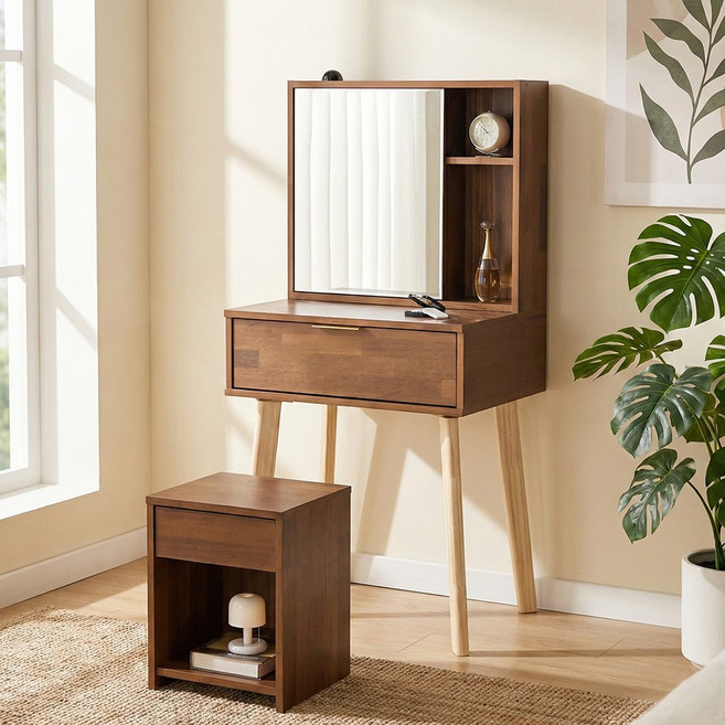 동서가구 오크드 600 화장대+거울 DF927709, 멀바우