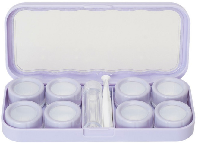 하이효 휴대용 심플 파스텔 렌즈케이스 4구 세트, 1개, 라벤더 미스트