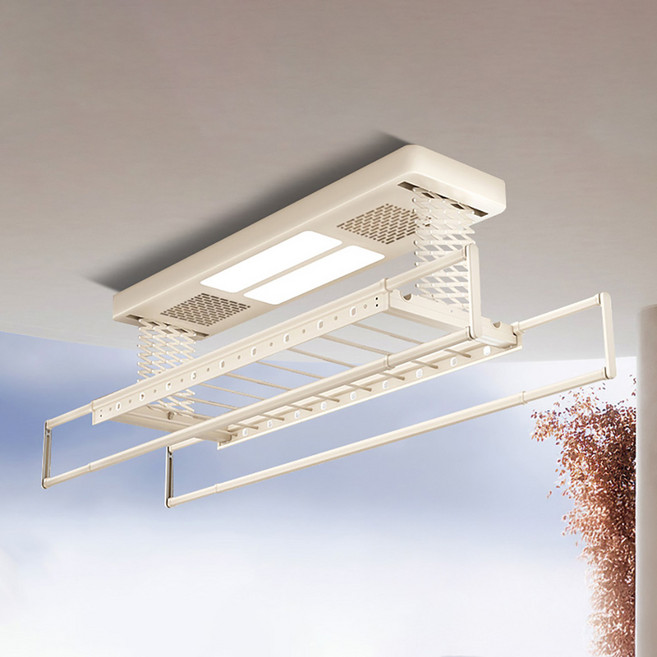 드라이핏 자동 빨래 건조대 전동 베란다 천정형 천장형 튼튼한 걸이 빨랫대 대형 접이식 수건, 스마트 크림화이트