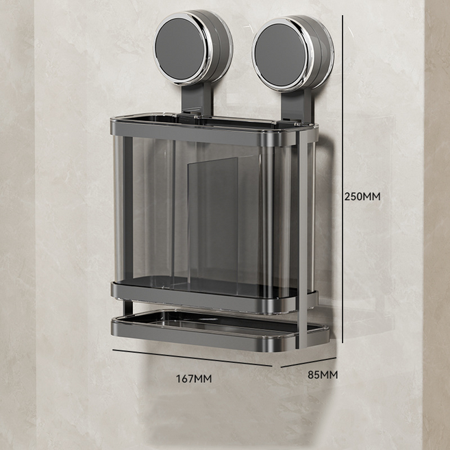 탈부착 가능한 흡착식 젓가락+수저 건조대, 1개, 그레이