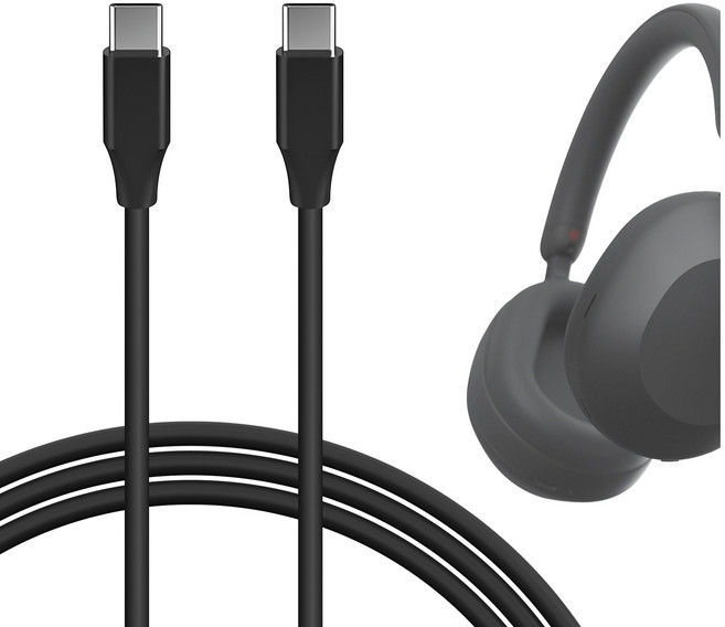 Geekria Type-C 헤드폰 충전기 케이블 WH-ULT900N WH-1000XM5 충전기와 호환 USB-C to USB-C 교체용 전원 충전 코드(4피트/120cm), 120cm, 1개