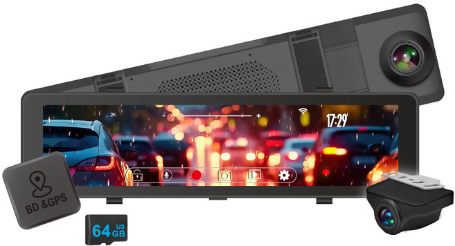 【PAIPAI拍拍】2K星光級WIFI+GPS雙鏡頭A550D流媒體OTA聲控行車記錄器(贈64G), A550D整組, 64GB