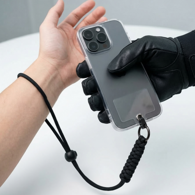 InLoop 튼튼한 여행용 휴대폰 도난방지 손목 스트랩, 1개, 심플 블랙