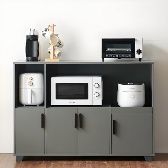 스타 와이드 주방 수납장 1200 전자레인지 렌지대 밥솥다이 밥솥장 3단 선반, 그레이