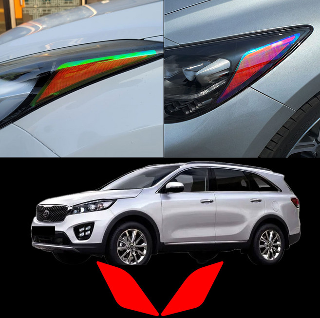 올뉴쏘렌토 헤드라이트 리플렉터 스티커필름 차량한대분, 일반블랙올뉴쏘렌토, 1세트