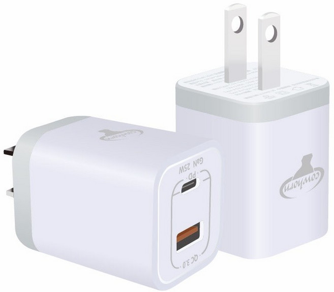Cowhorn 牛角牌 25W 氮化鎵迷你快充頭 雙孔輸出 BSMI認證, 白, 1個