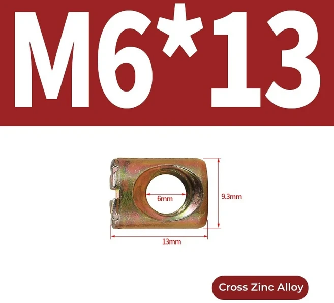 M6 M8 배럴 너트 볼트 크로스 다웰 슬롯형 해머 내장 너트 침대 의자 가구용 수평 구멍, 1개, [09] M6x13mm-5pcs(Cross)
