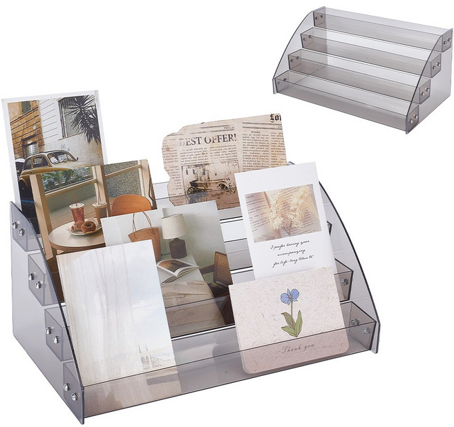 검정 투명 아크릴 탁상용 디스플레이 스탠드 화장품 매니큐어 액세서리 수납 및 전시, 4단