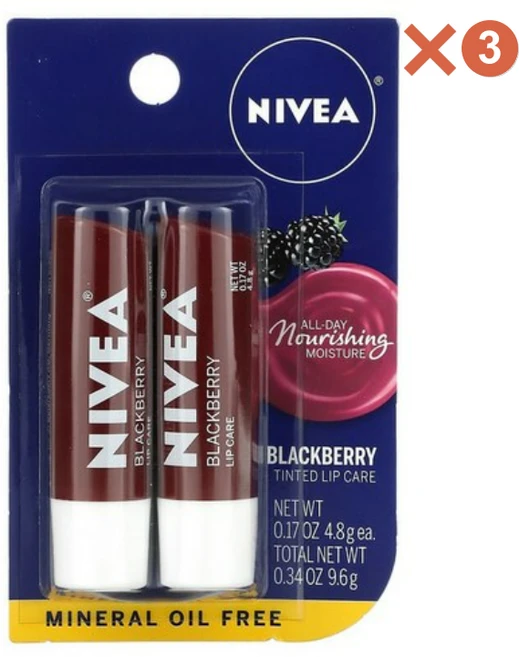 Nivea 블랙베리 틴티드 립 케어 4.8g 6개 - 쿠팡