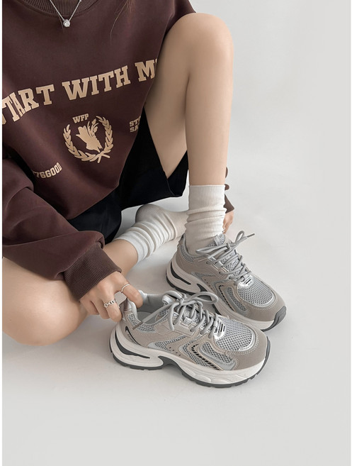 ANYOU 여성용 통굽 운동화 데일리 캐주얼화 초경량 봄버 스타일 어글리 슈즈