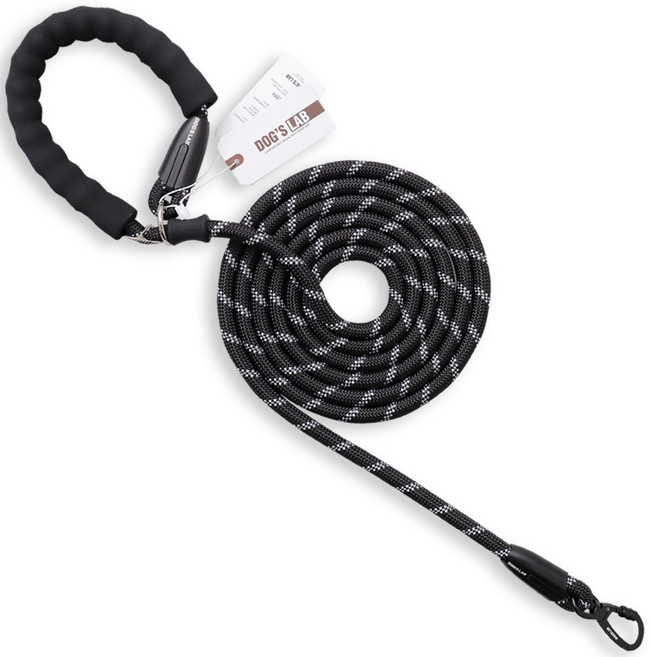 독스랩 로프 PRO 리드줄 스트롱 소형견 중형견 대형견, 블랙, 1개