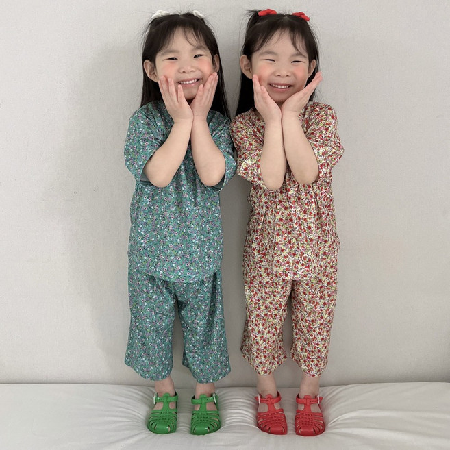 꽃7부플리츠 아동복 아기바지 아동상하여름세트