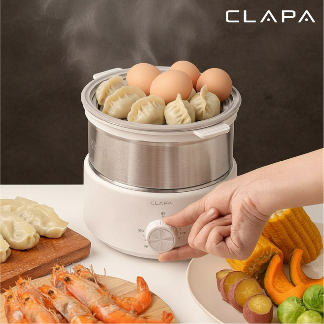 [26년형] 클래파 올스텐 계란찜기 계란삶는기계 에그쿠커 멀티쿠커 달걀 반숙 호빵 고구마, 화이트